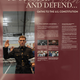A graphic of a Norwich cadet taking an oath alongside educational constituion material.