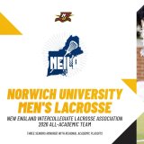 Graphic with NEILA logo and text announcing Norwich University men's lacrosse earned 2026 All-Academic Team honors.
