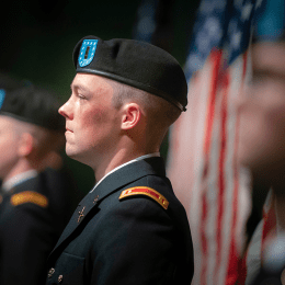 Norwich student commissioning into the Army.