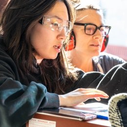 Architecture students working on project plans