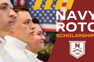 Cover image for Navy ROTC Scholarships webinar - cadets standing at attention in dress whites