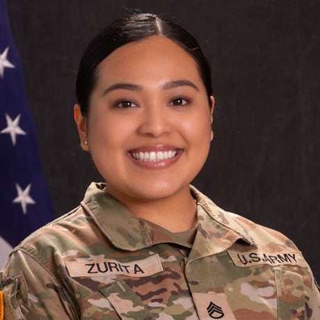 Portrait of Silvia Zurita in a U.S. Army uniform.