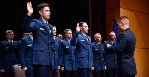 Norwich graduates commissioning into the Air Force ROTC.