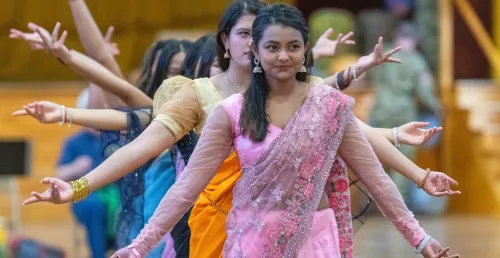 Students dancing at the Celebration of Nations at Norwich University.
