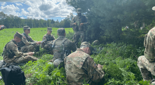 U.S. Army Mil Lab group of students outdoors at Norwich.