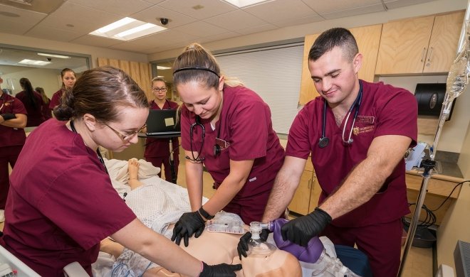 Norwich University Nursing Students working in simulation