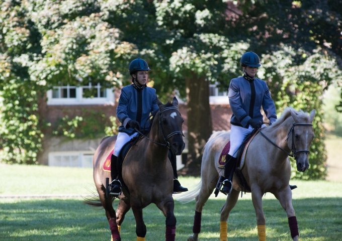 Cavalry Troop students riding horses at Norwich University.