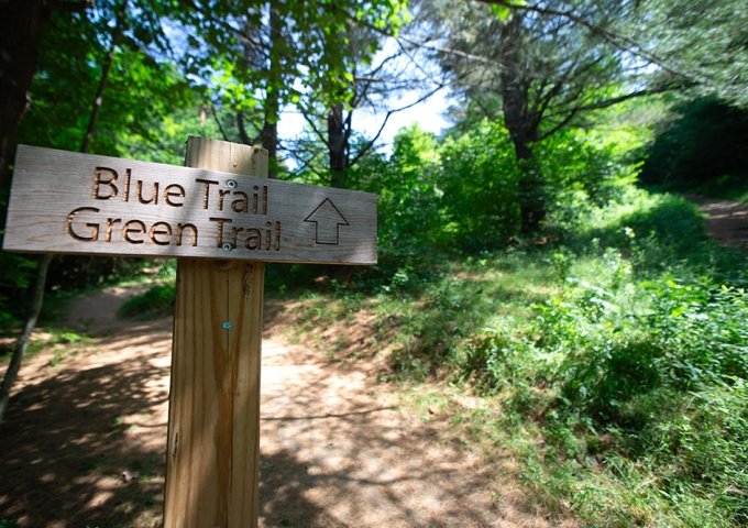 Shaw Outdoor Trail Sign - Blue Trail Green Trail