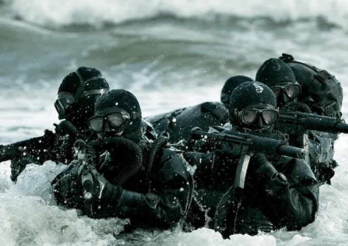 Navy Seals in water formation