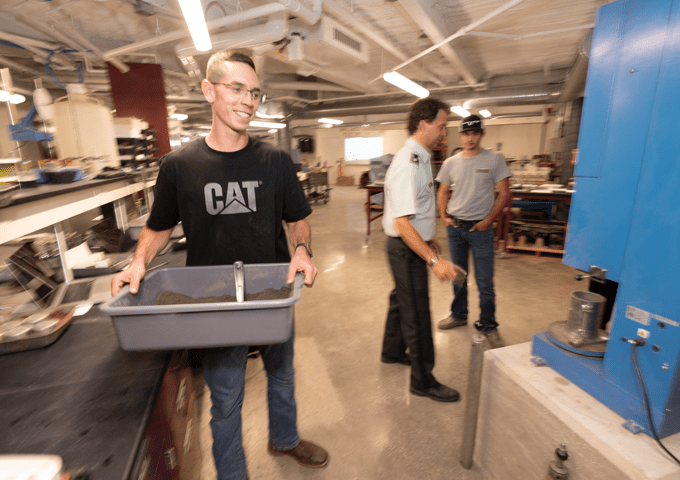 Norwich Civil Engineering Student Working In Lab