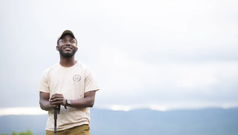 Student at the top of Paine Mountain.