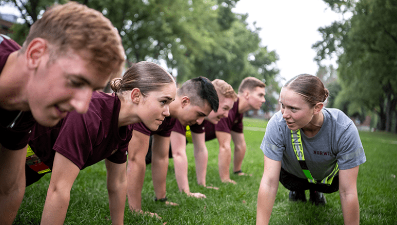 Rooks on the UP doing push ups with cadre encouragement.