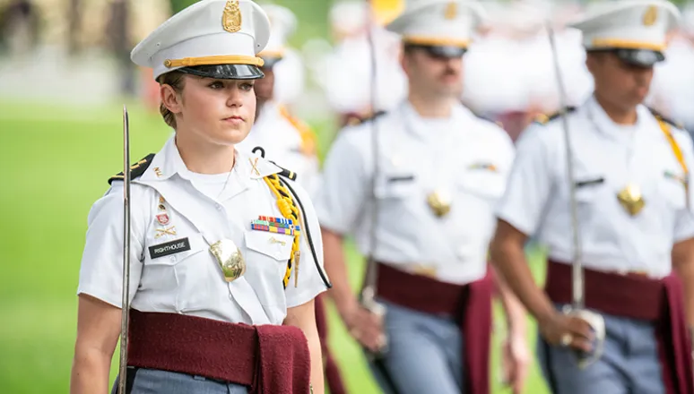 Sophia Righthouse on UP leading others in formation.