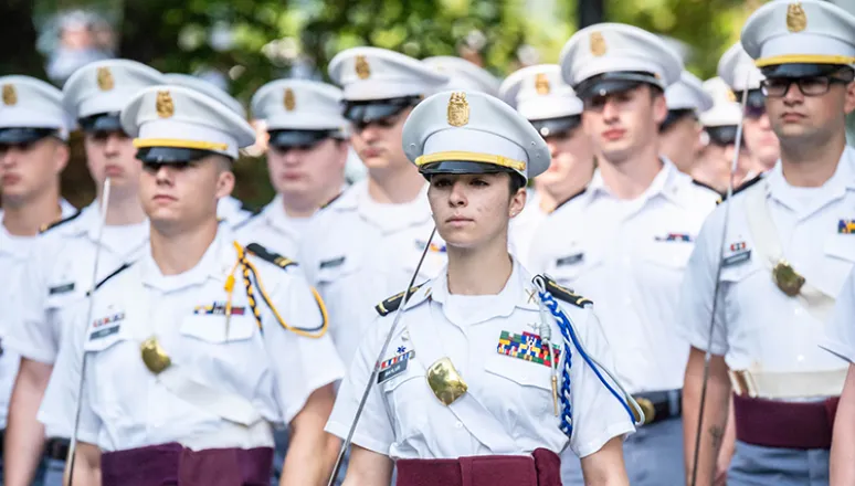 Corps students marching information.