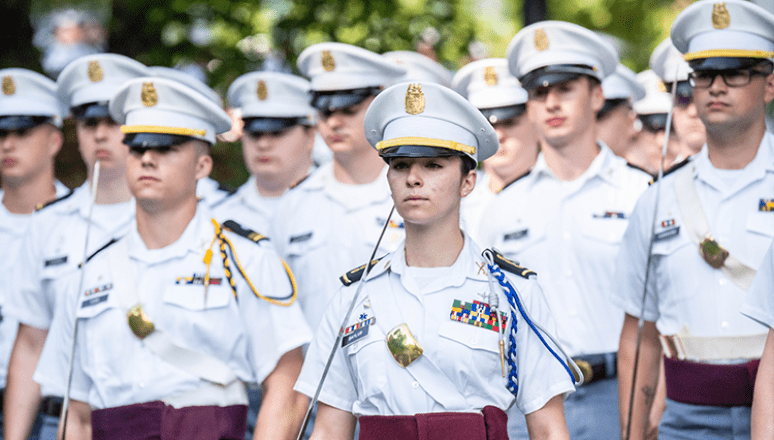 Corps students marching information.