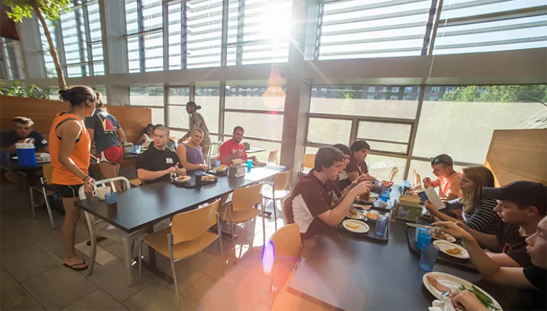 Students dining in the Wise Campus Center