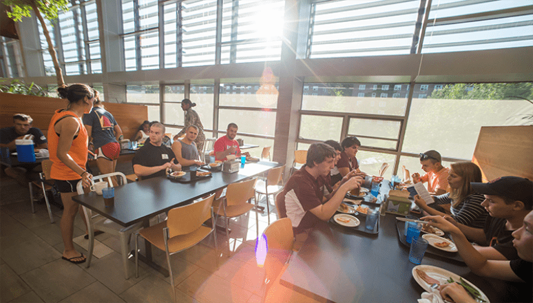 Students dining in the Wise Campus Center