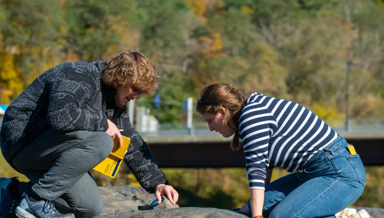 Geology and Engineering Students working on an outdoor project