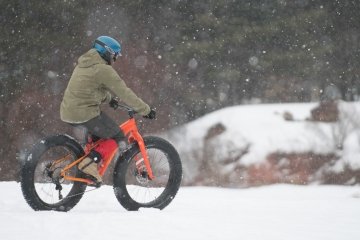 Shaw Outdoor Center Riding Fatbike in Snow