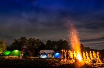 Camporee - nighttime cadet camp and bonfire