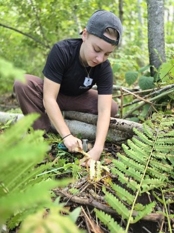 Students participating in a Partridge School of Outdoor Learning class on Paine Mountain at Norwich University. 