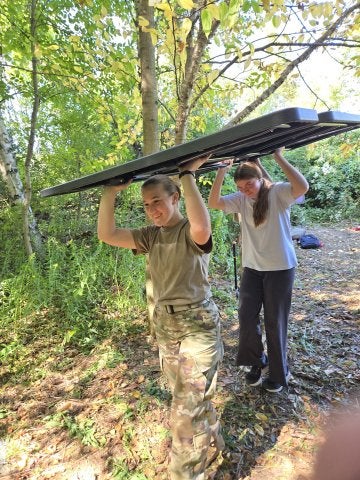 Students participating in a Partridge School of Outdoor Learning class on Paine Mountain at Norwich University. 
