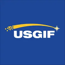 White USGIF logo, with gold streak above and a blue background